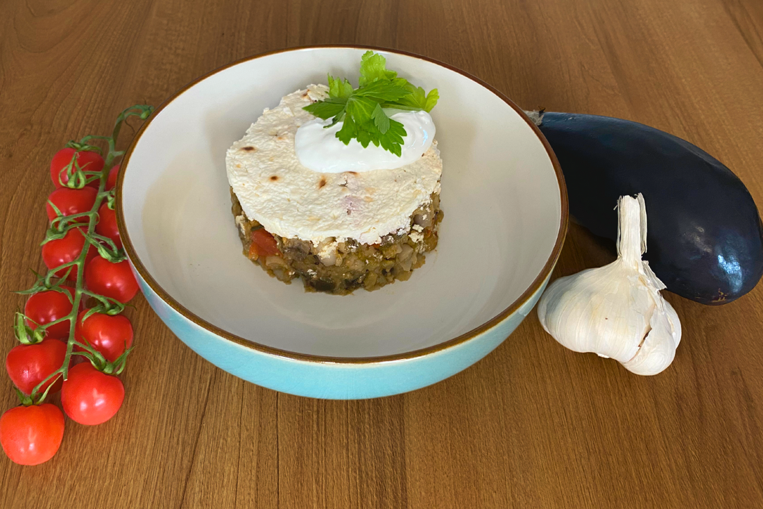 Tarragon White Beans with Feta and Eggplant